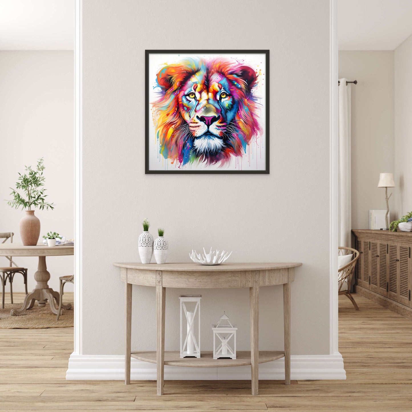 "Lion's Majesty" invites you into a realm of vibrant wonder and artistic innovation. This fine art print showcases a psychedelic interpretation of a lion's face, where bold colors and intricate patterns converge to create a majestic and captivating masterpiece. In this captivating artwork, the artist's vision transforms the familiar into the extraordinary, offering a fresh perspective on the king of the jungle. 