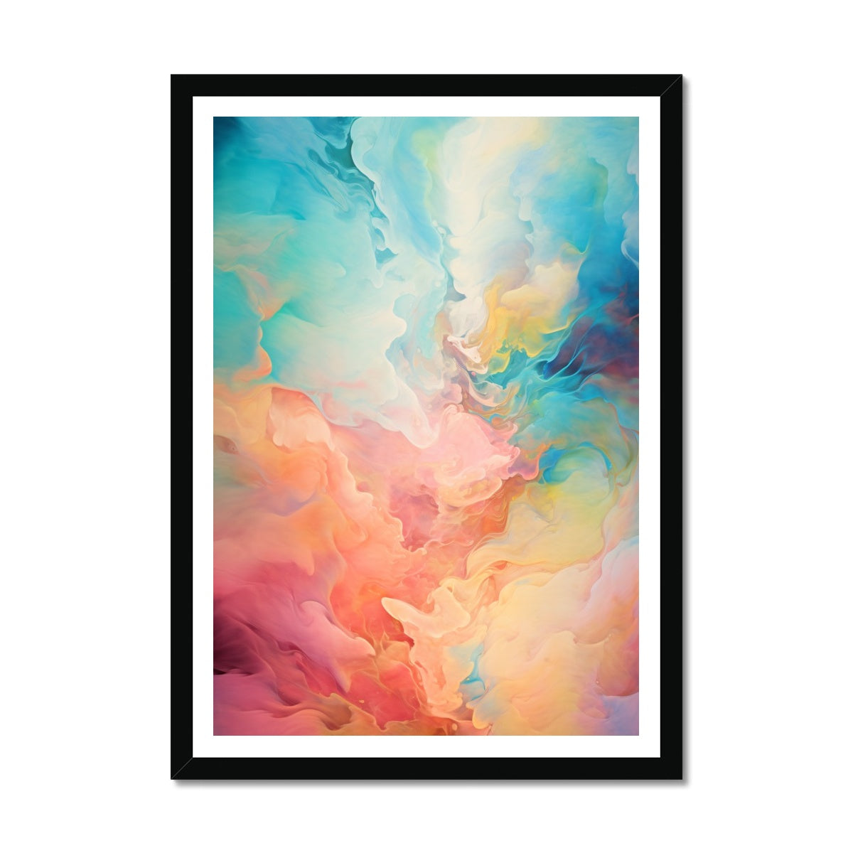 "Ethereal Unison" transports you to a serene realm where multicolored clouds merge and dance in a harmonious ballet. This fine art print captures the ephemeral beauty of cloudscapes, with colors flowing and blending seamlessly to create a dynamic and dreamlike atmosphere. In this captivating artwork, the artist's mastery transforms the fluid motion of clouds into a breathtaking symphony of hues.