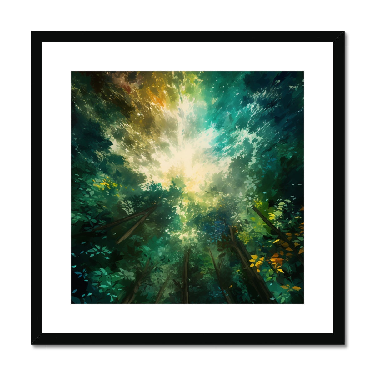 "Forest Reverie" transports you to a world of enchanting mystery and natural beauty. This fine art print captures the allure of a dark green forest canopy, where moody shadows converge with ethereal rays of light. In this captivating artwork, nature's secrets unfold as darkness and illumination coexist in harmonious tension.