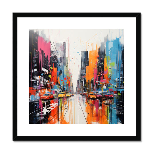 "Urban Rhapsody" transports you to the heart of an American city on a vibrant, rainy day. This fine art print captures the dynamic energy of the streets, where vivid paint cascades like neon rain, creating an electrifying and captivating urban scene. In this captivating artwork, the artist's brush transforms the ordinary into a symphony of colors and motion.